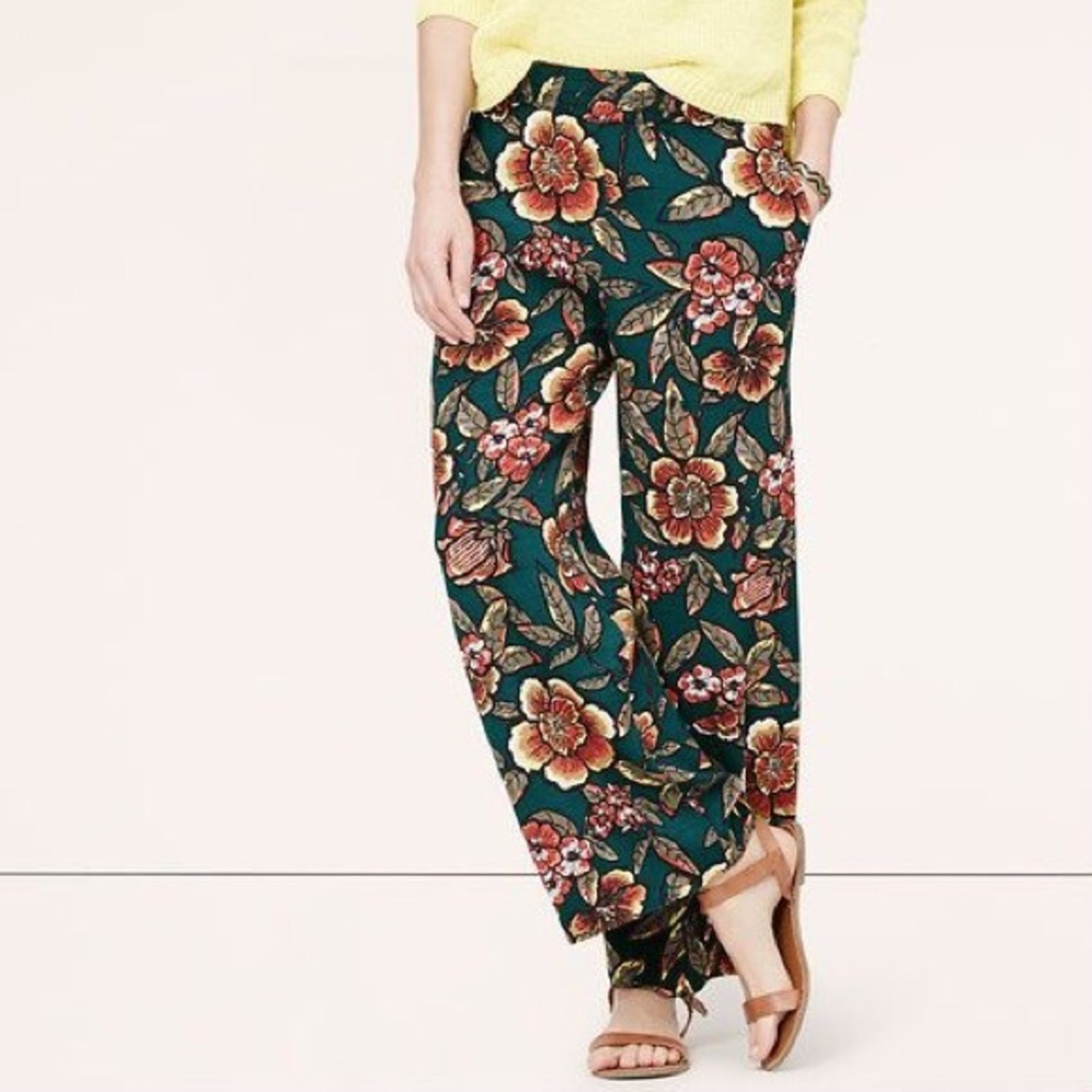 LOFT Floral Wide Leg Pants